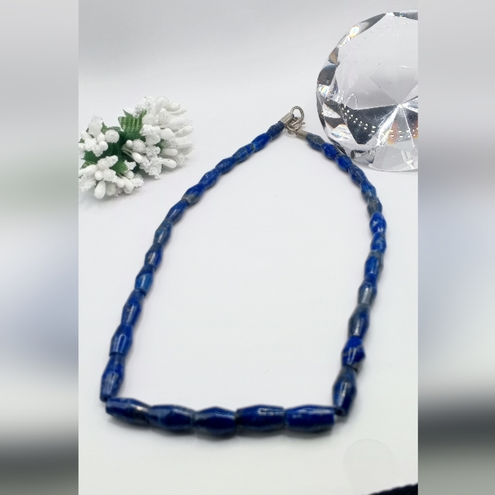 NEW Royal Blue Lapis Lazuli Beaded Necklace with Glossy Finish